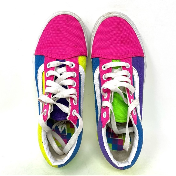 Vans Old Skool Neon Pink Blue Green‎ Youth 3 - Picture 6 of 8